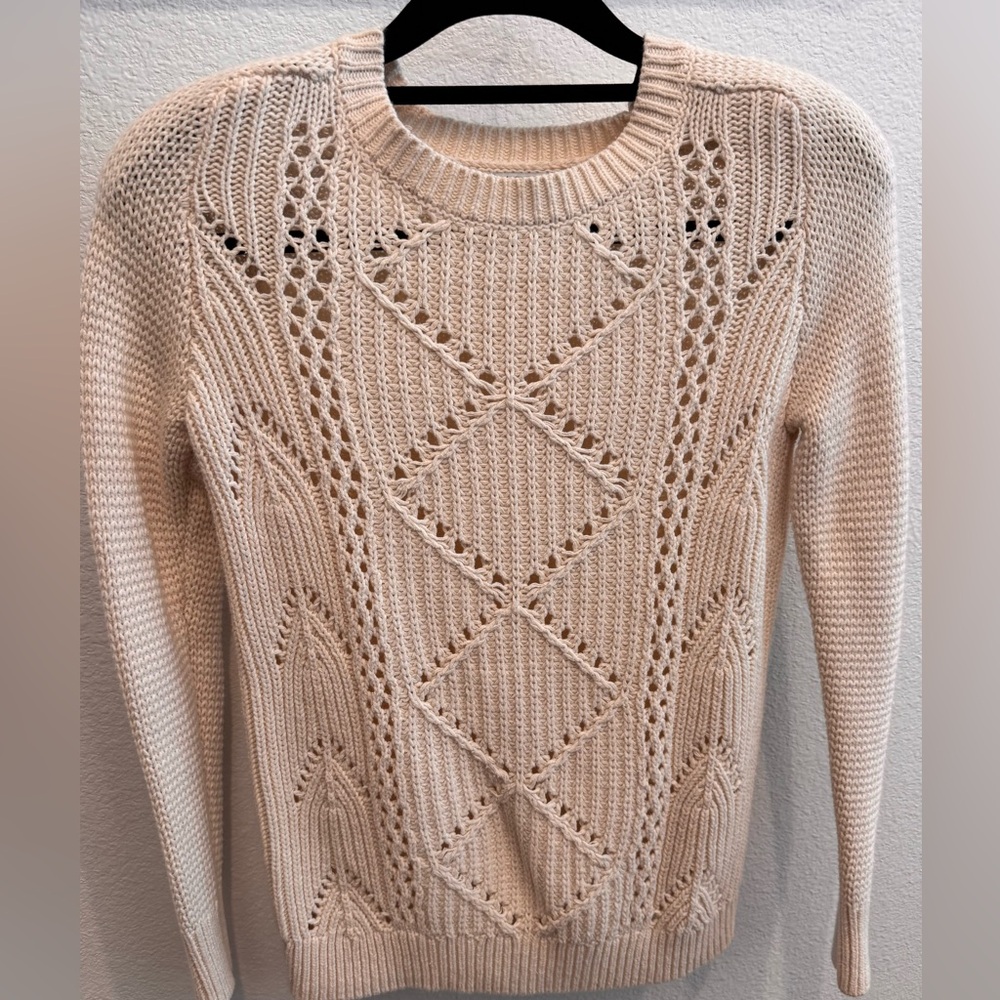 Old Navy Cream Open-Stitch Cable Crewneck Sweater